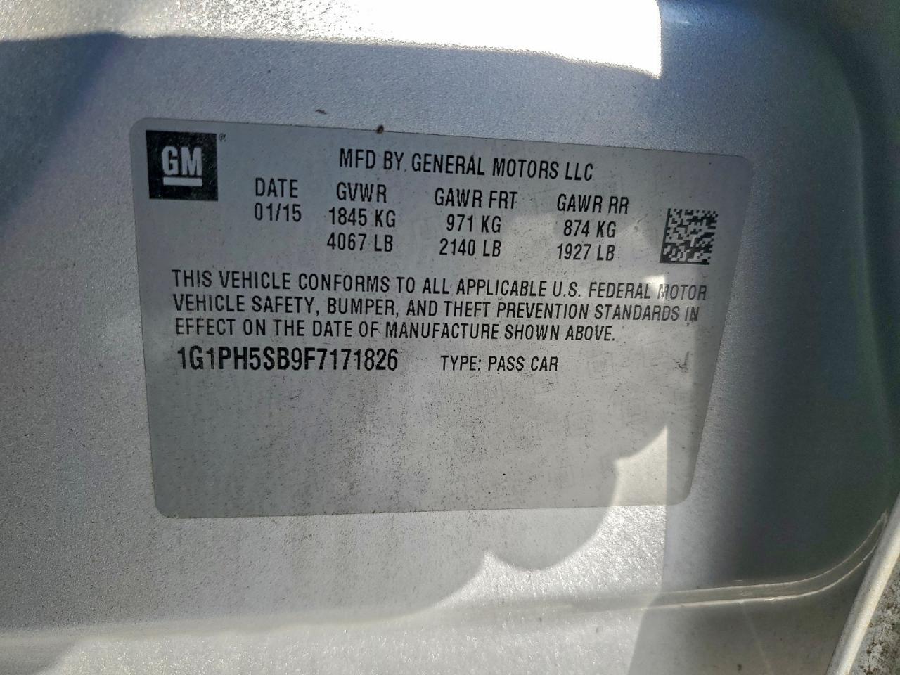 Lot #3303658961 2015 CHEVROLET CRUZE ECO