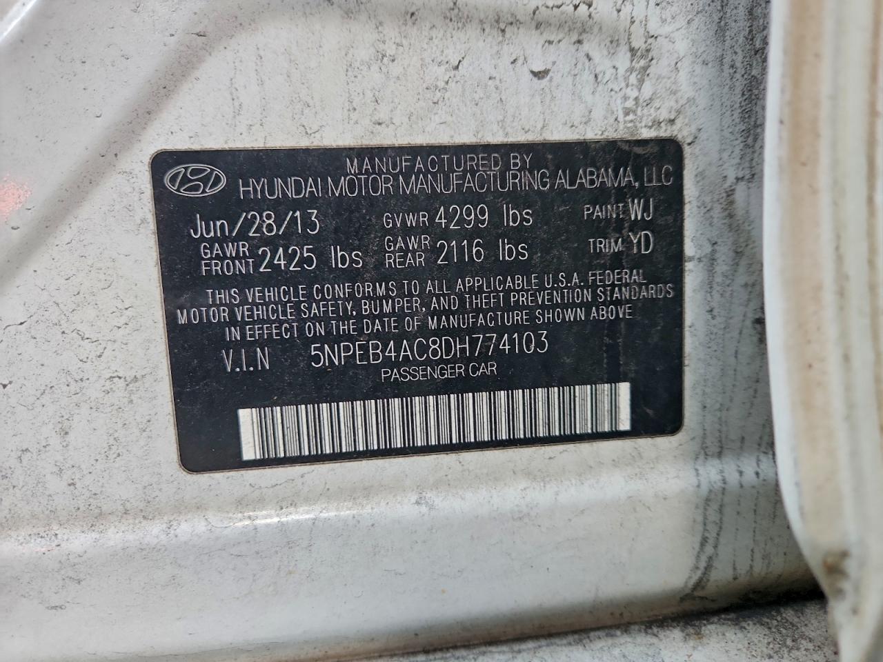 Lot #3305379324 2013 HYUNDAI SONATA GLS