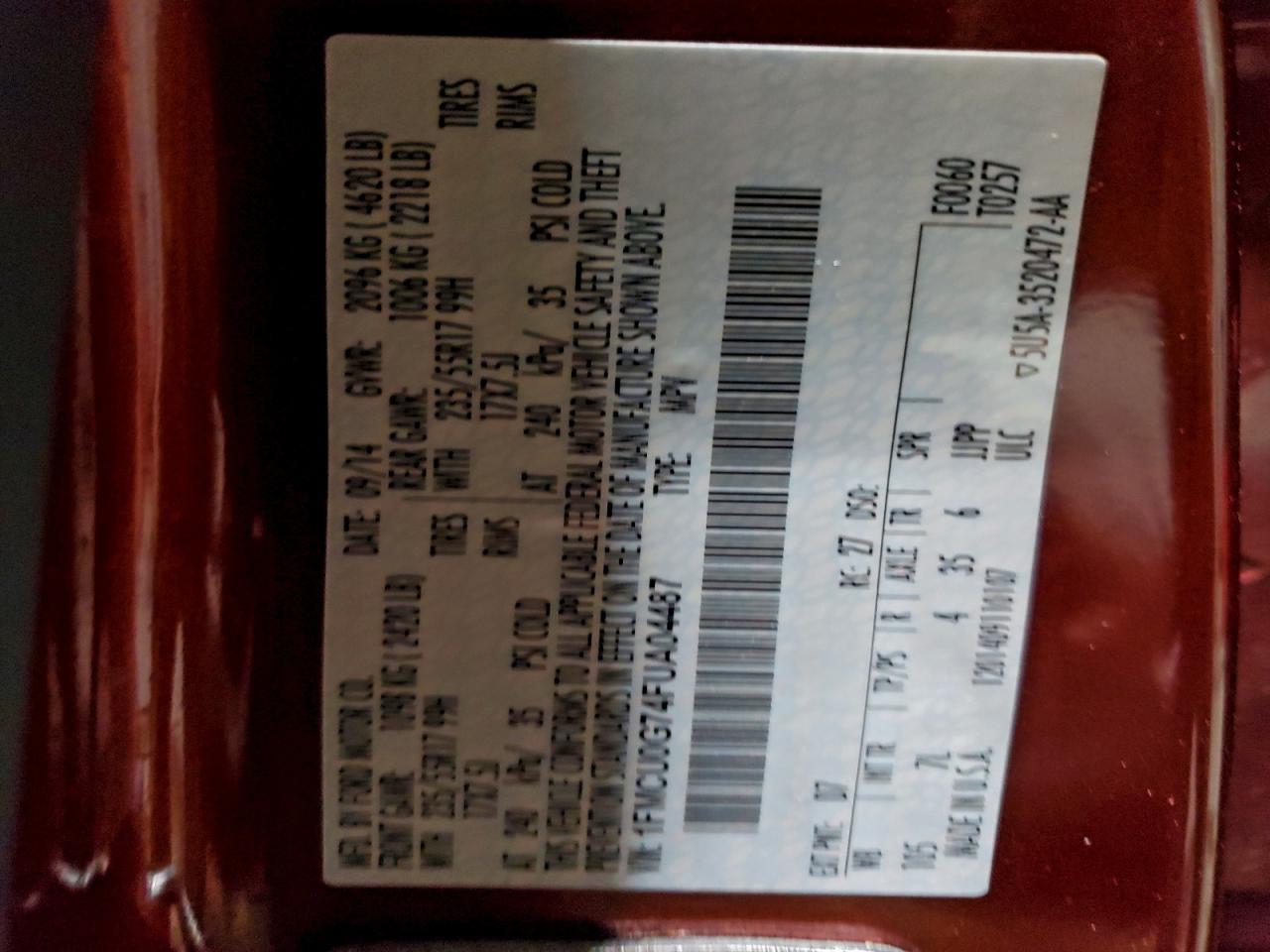 Lot #3302715026 2015 FORD ESCAPE SE