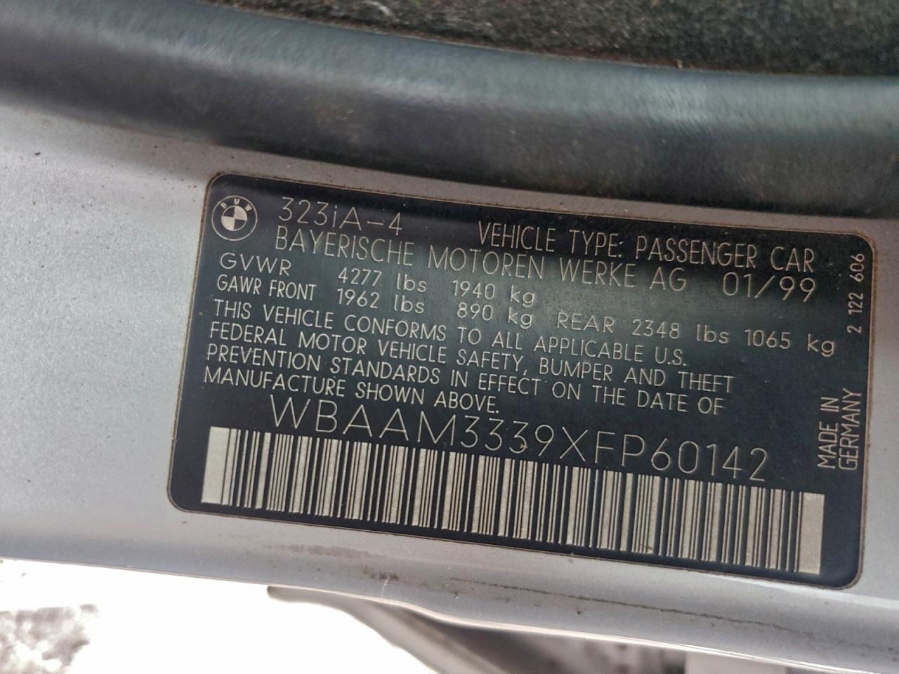 Lot #3302672001 1999 BMW 323 I