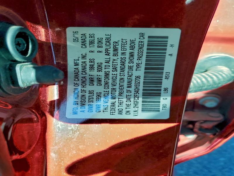 2016 HONDA CIVIC LX #3304099512