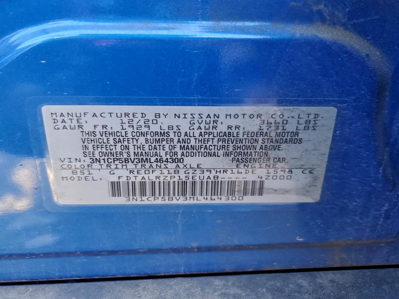 Lot #3318913921 2021 NISSAN KICKS S