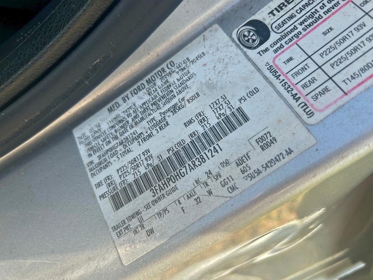 Lot #3305325361 2010 FORD FUSION SE