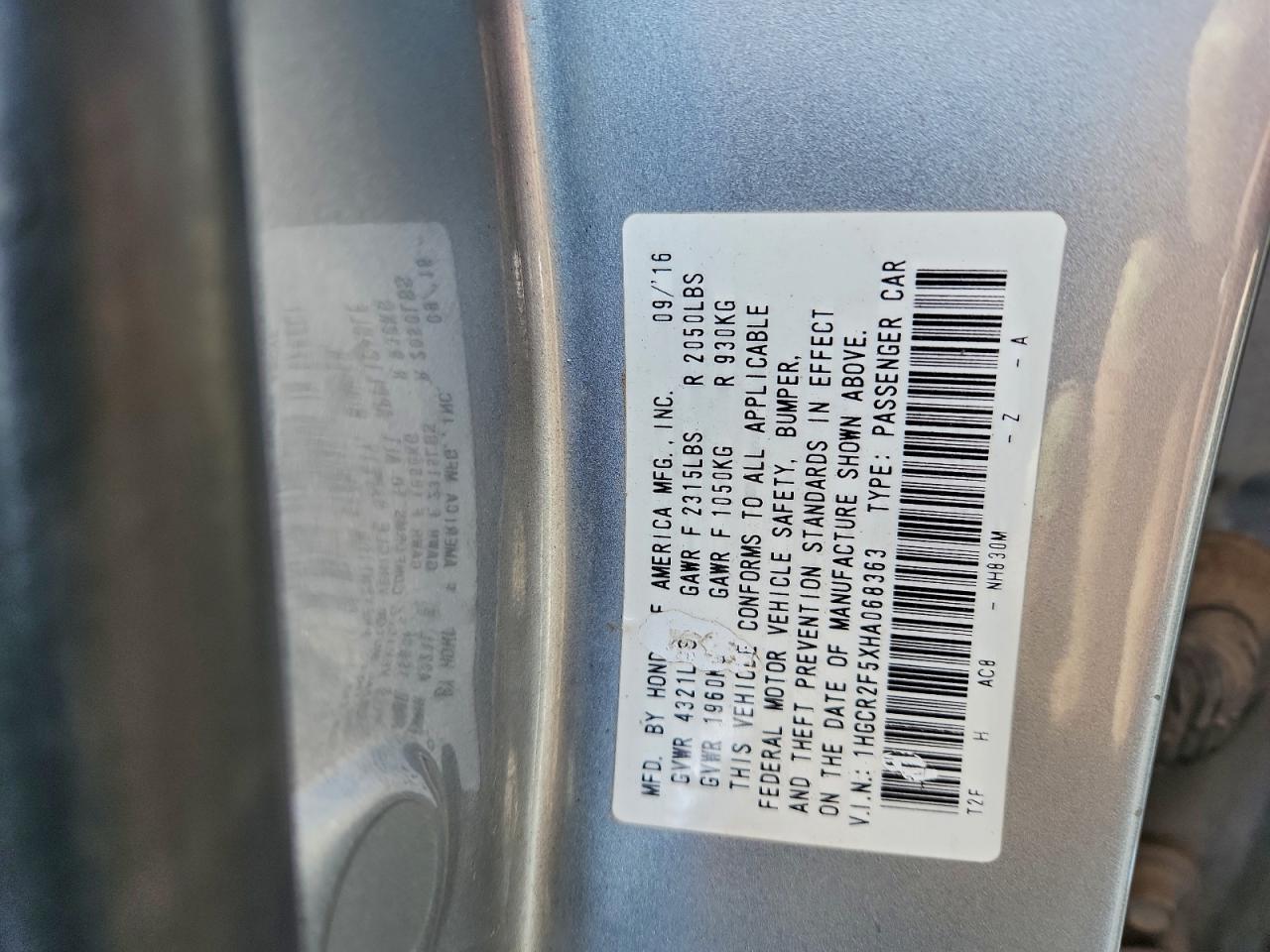 Lot #3305212019 2017 HONDA ACCORD SPO