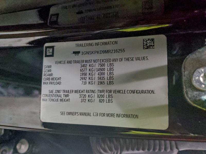 2021 CHEVROLET TAHOE K150 #3305585105