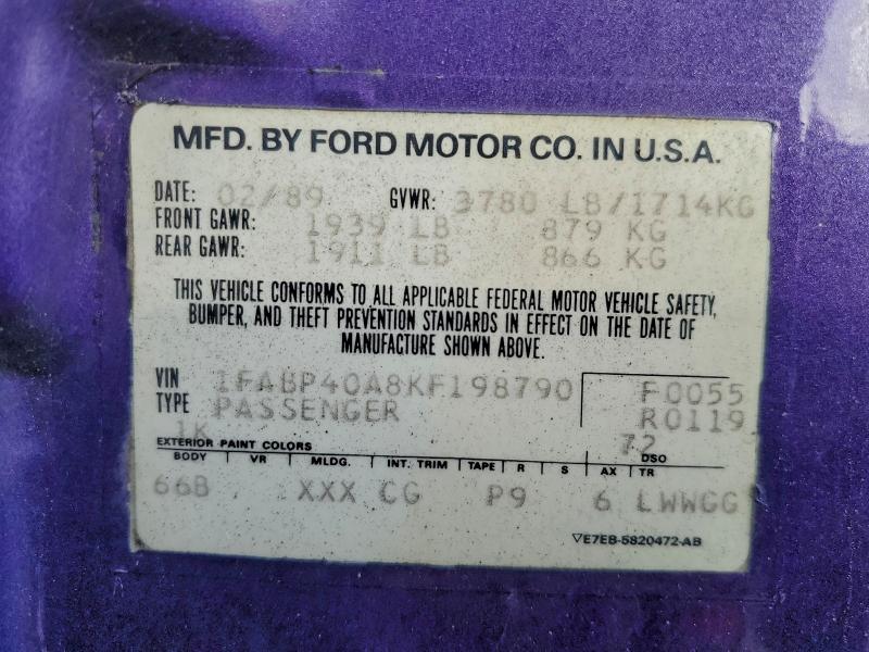 1989 FORD MUSTANG LX #3302853886