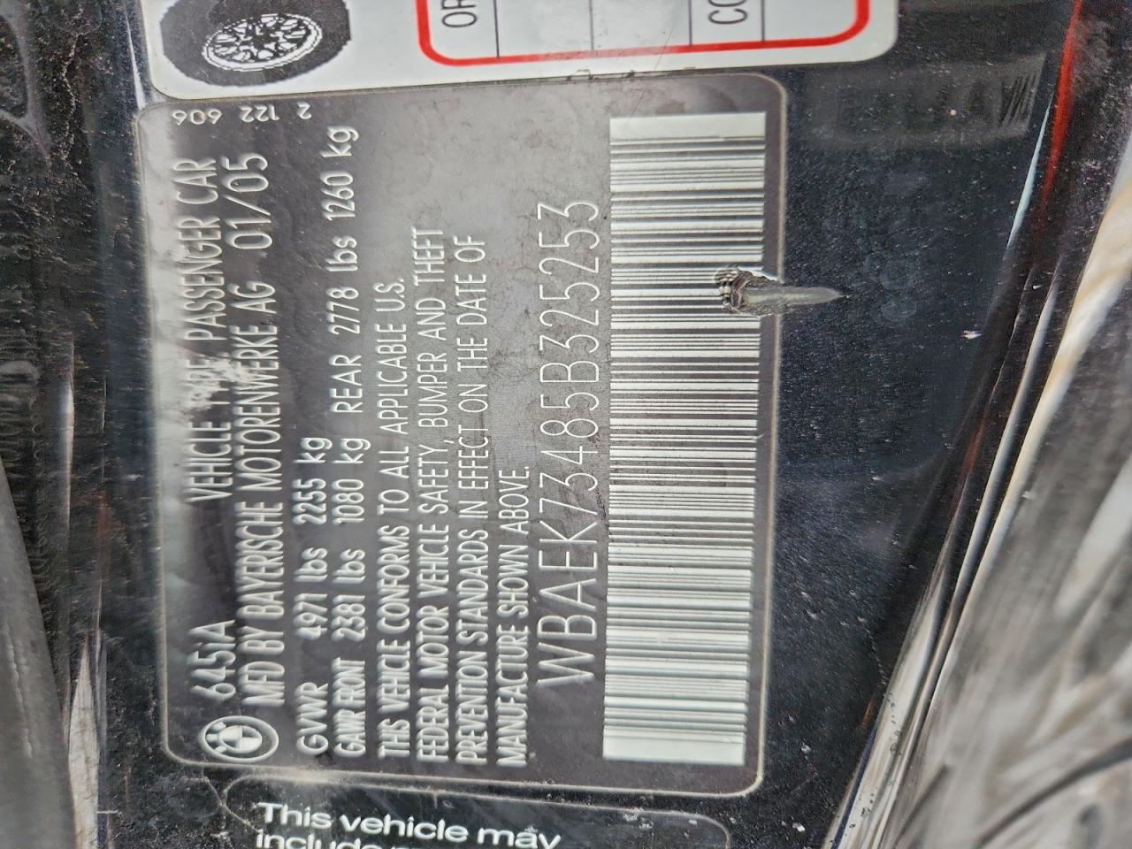 Lot #3308290168 2005 BMW 645 CI AUT