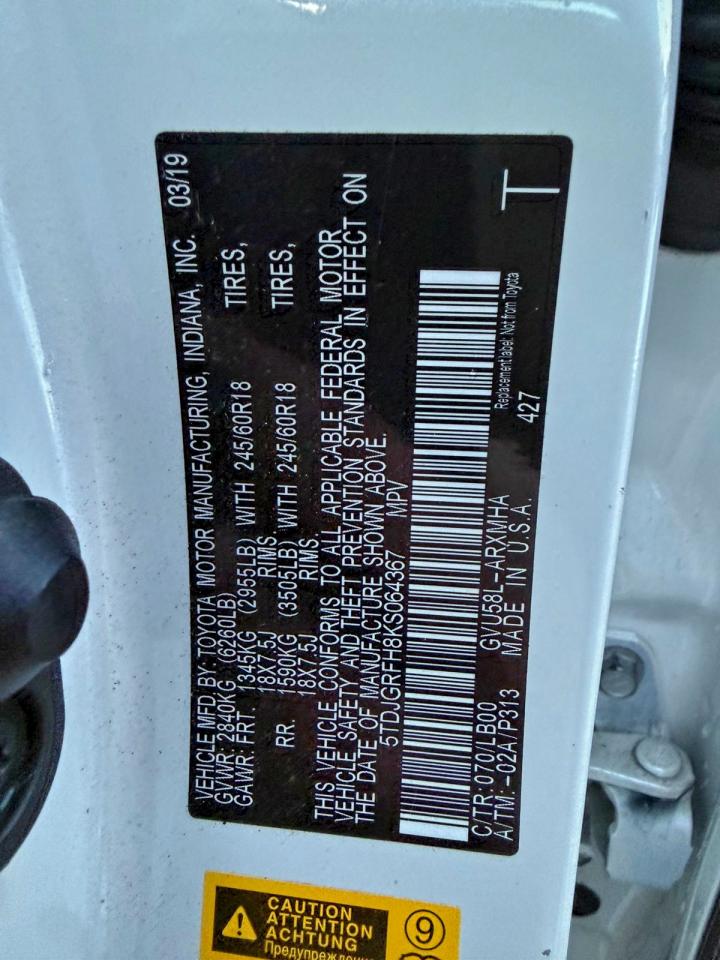 Lot #3318894952 2019 TOYOTA HIGHLANDER