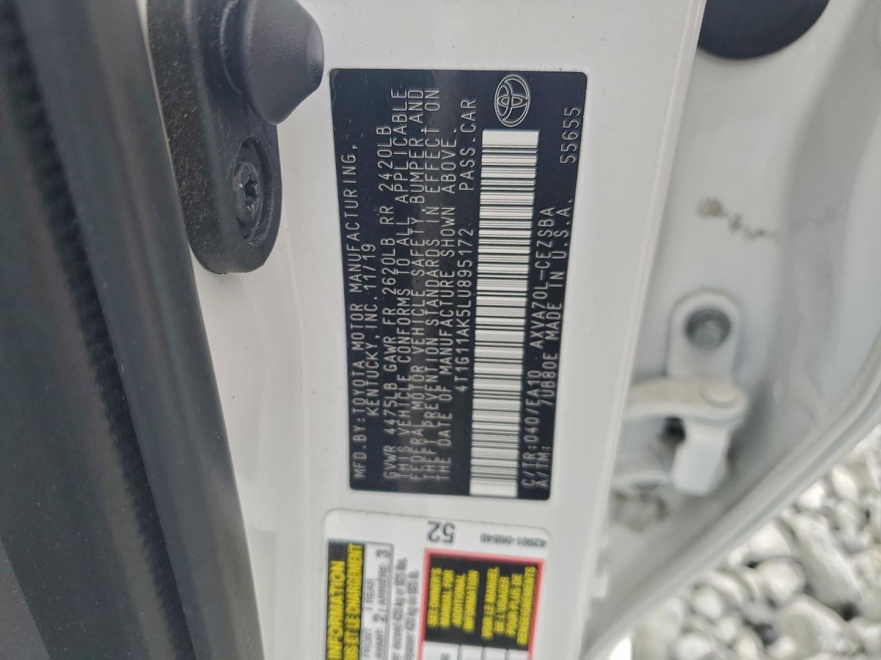 Lot #3316143216 2020 TOYOTA CAMRY SE