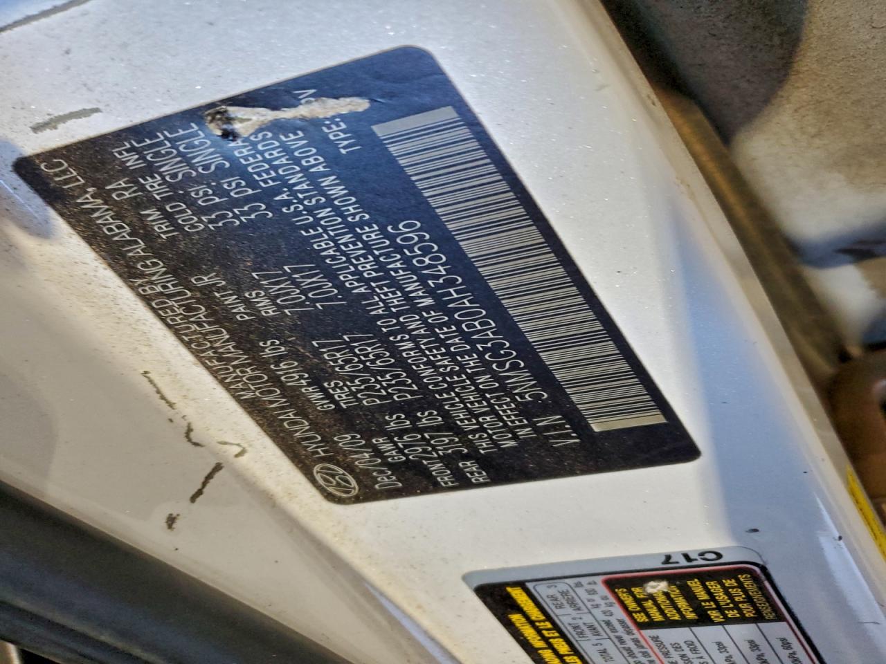 Lot #3309181625 2010 HYUNDAI SANTA FE G