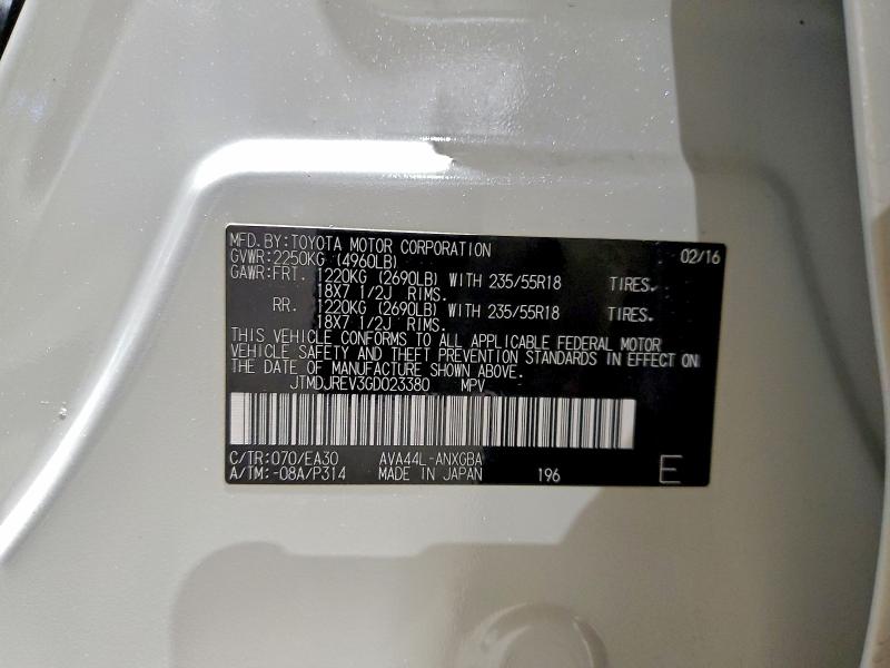 2016 TOYOTA RAV4 HV LI #3310319035