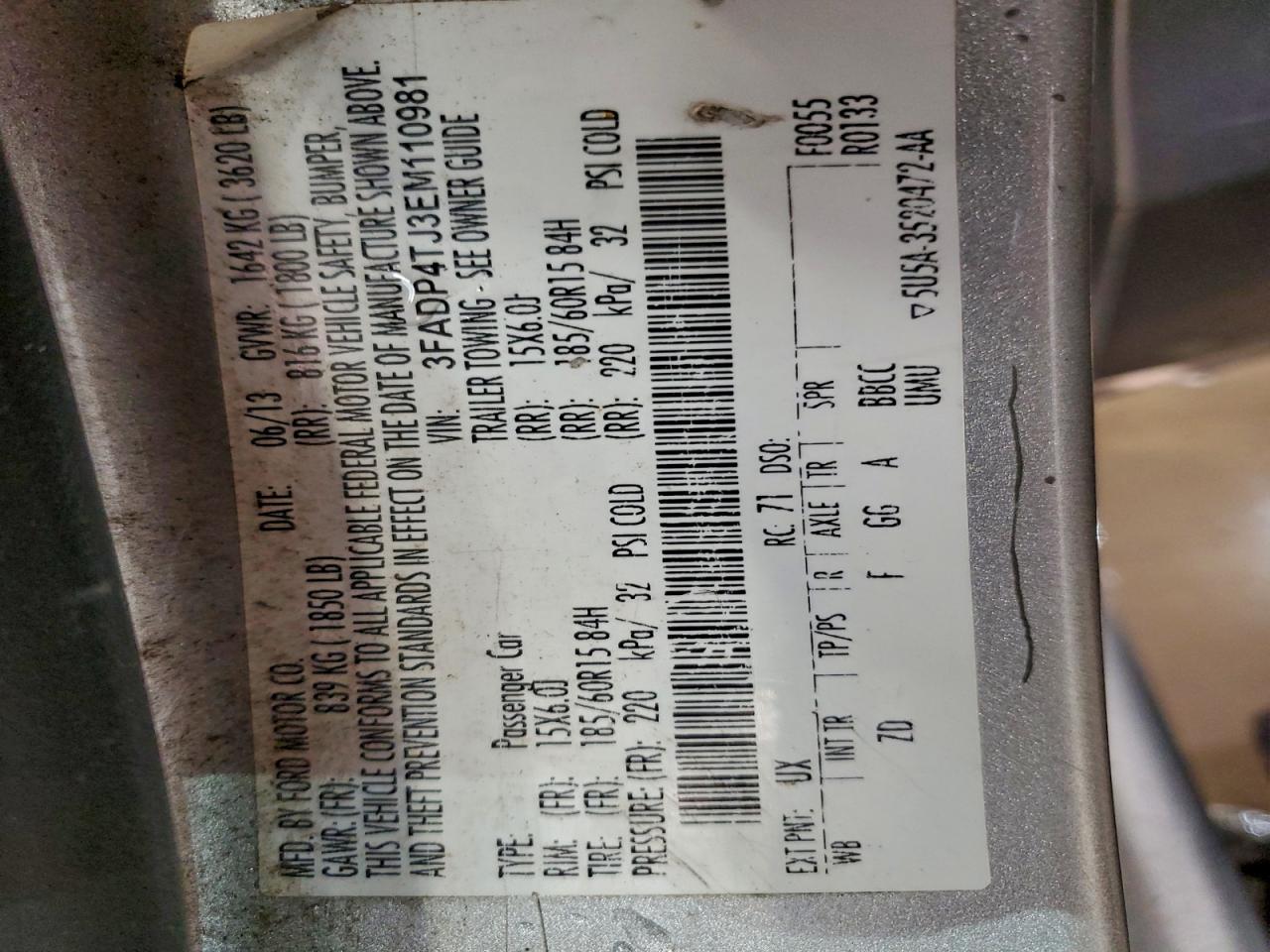 Lot #3304568454 2014 FORD FIESTA S