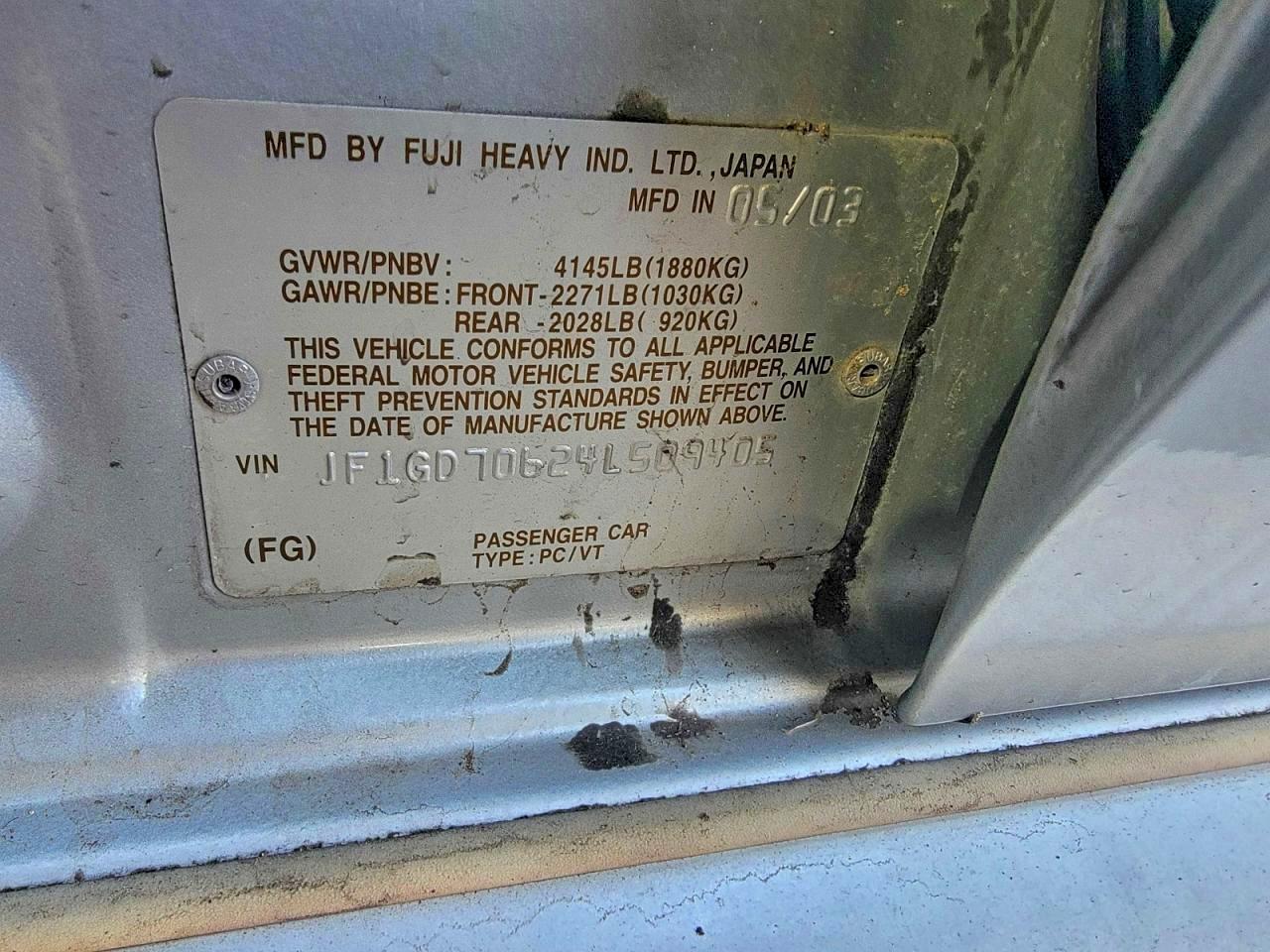 Lot #3311476265 2004 SUBARU IMPREZA WR