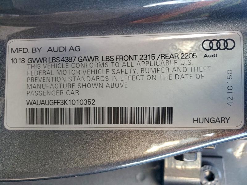 2019 AUDI A3 PREMIUM #3312586192