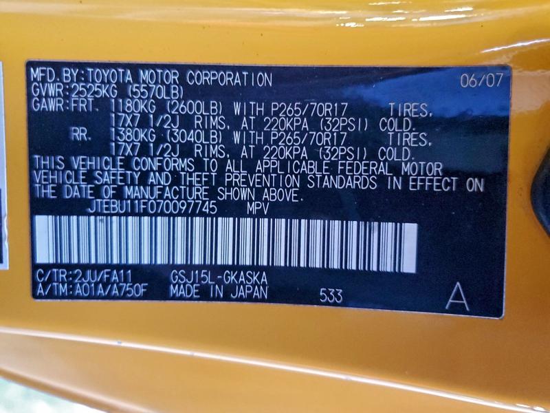 2007 TOYOTA FJ CRUISER #3311556253