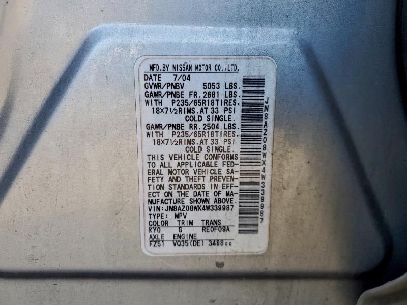 2004 NISSAN MURANO SL #3311462293