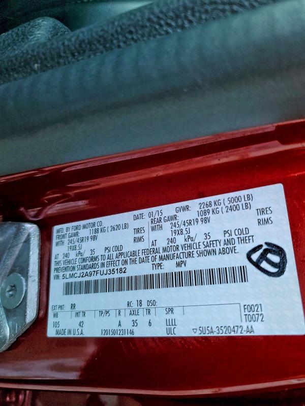 2015 LINCOLN MKC #3309505596