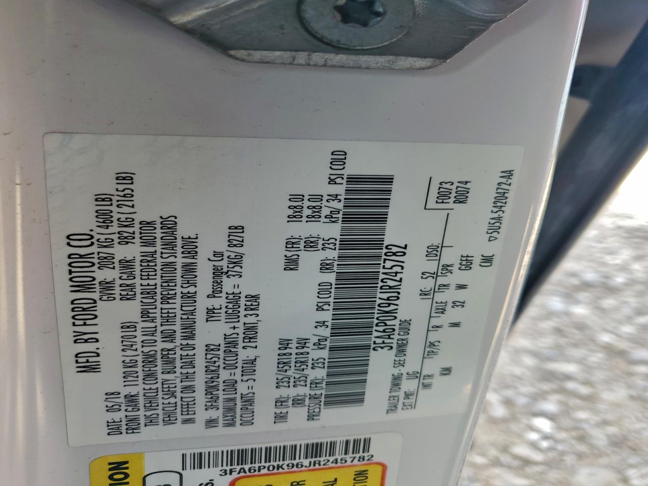 Lot #3311664237 2018 FORD FUSION TIT