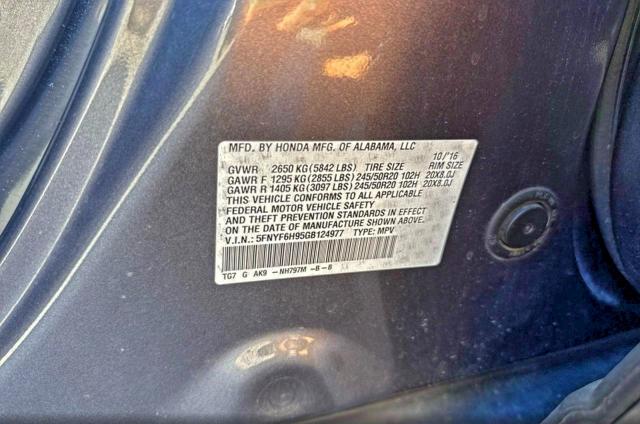 2016 HONDA PILOT TOUR #3304622469