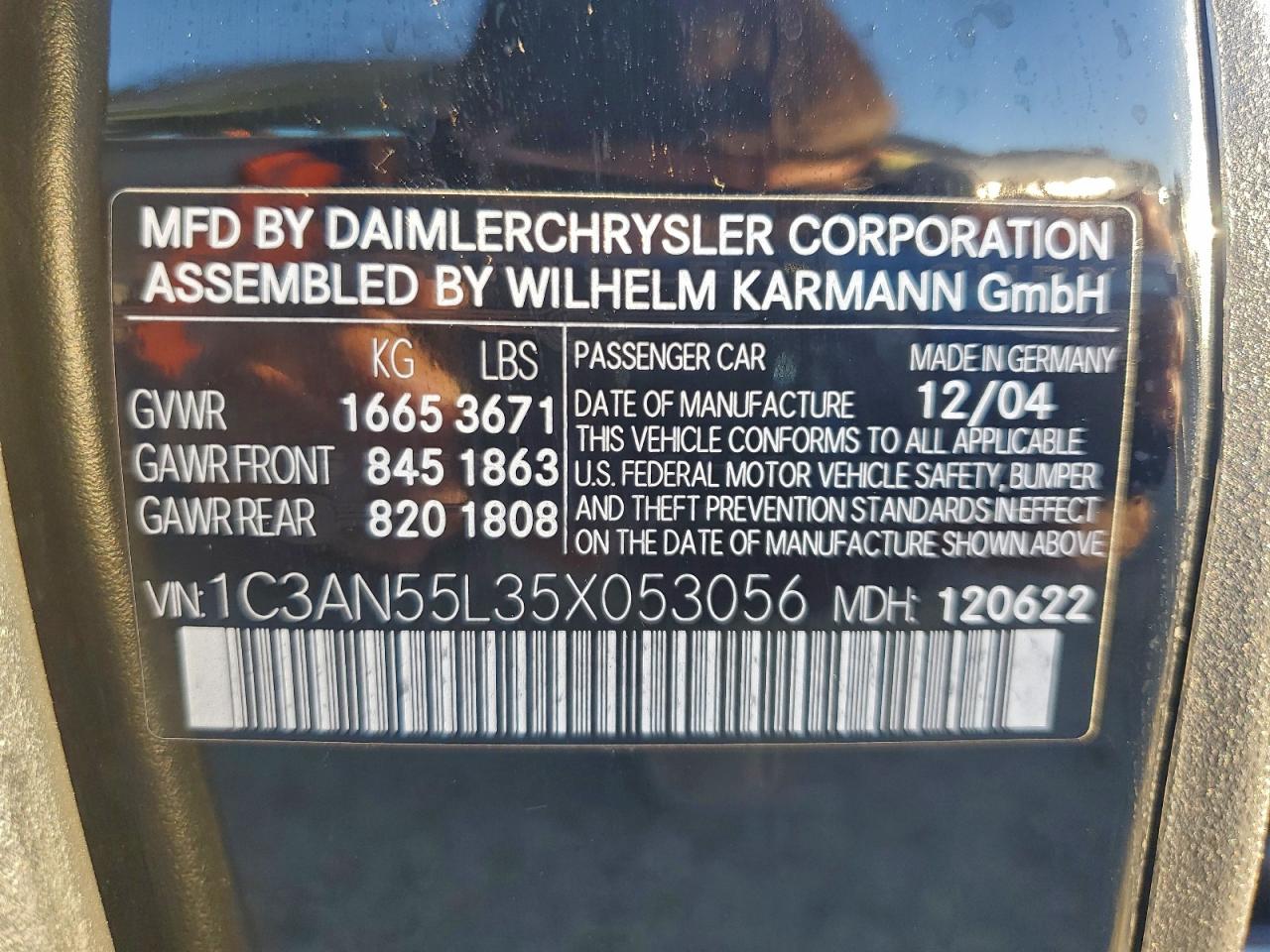 Lot #3303613940 2005 CHRYSLER CROSSFIRE