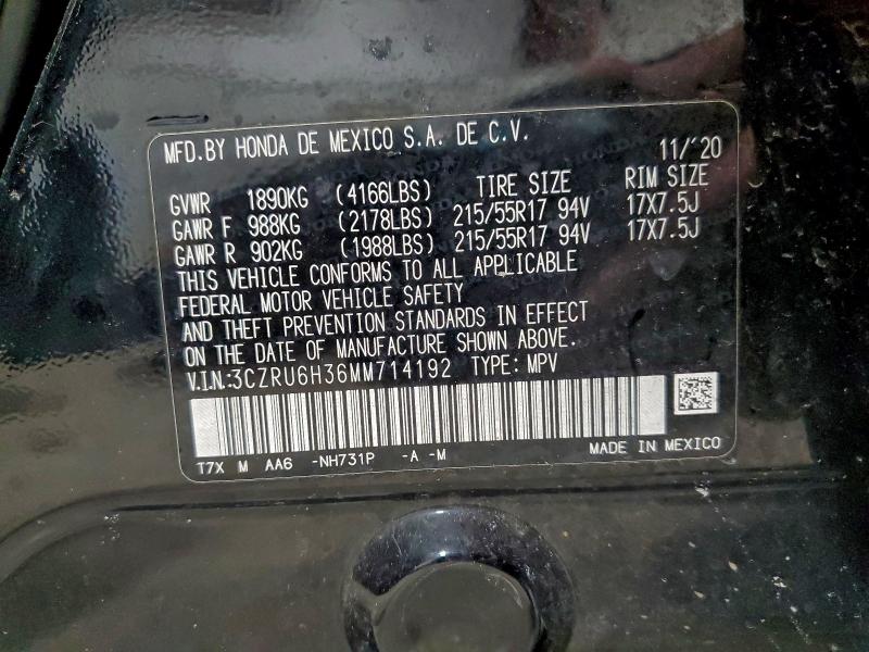 2021 HONDA HR-V LX #3317760101