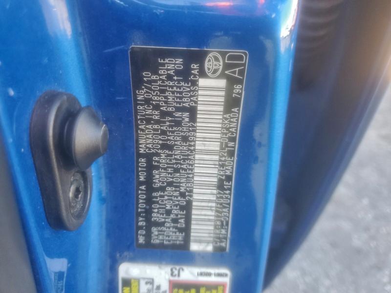 2010 TOYOTA COROLLA BA #3303678932