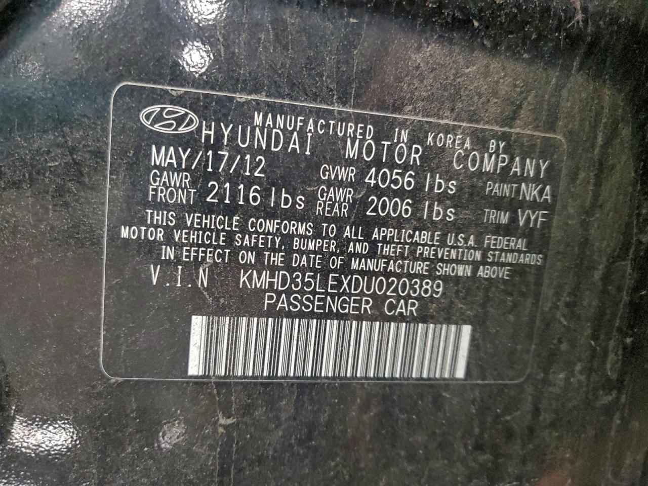 Lot #3305313321 2013 HYUNDAI ELANTRA GT