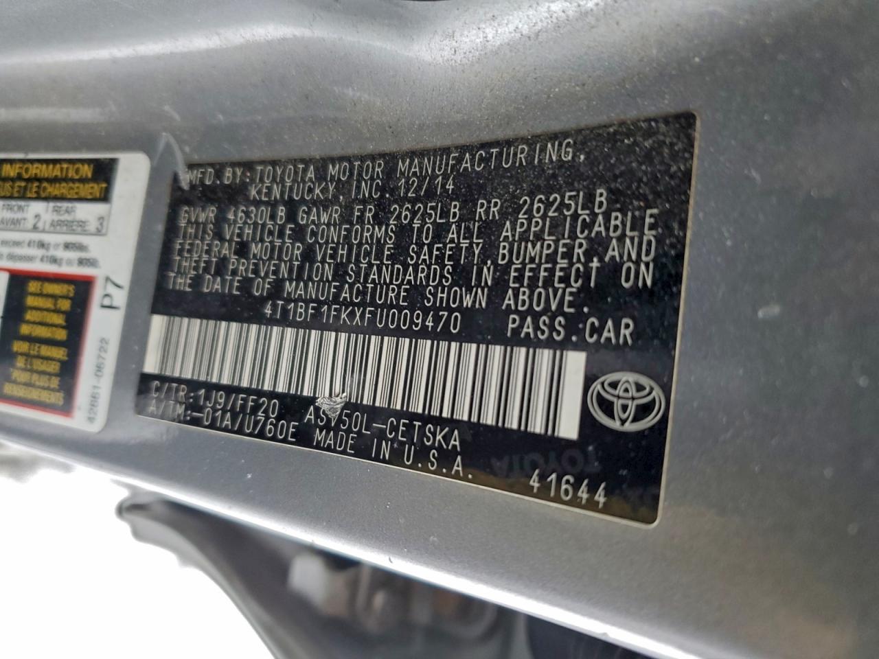 Lot #3316718413 2015 TOYOTA CAMRY LE