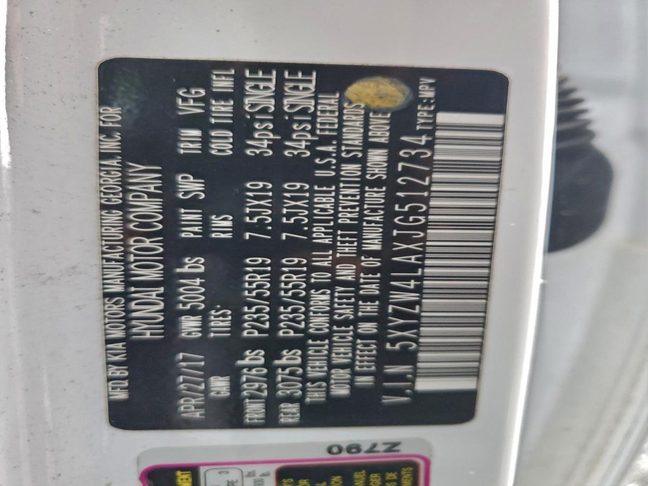 Lot #3318958924 2018 HYUNDAI SANTA FE S