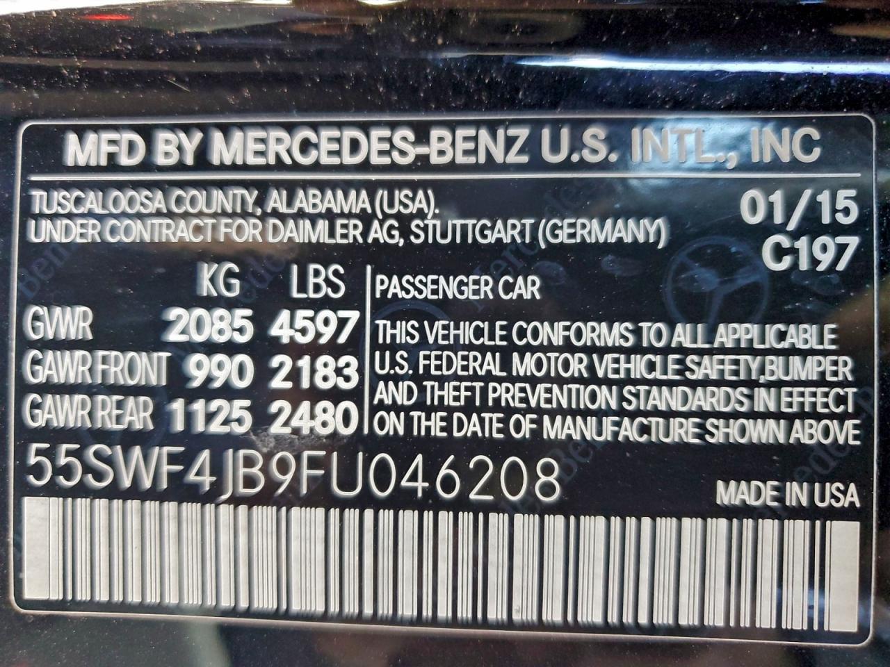 Lot #3315873099 2015 MERCEDES-BENZ C 300