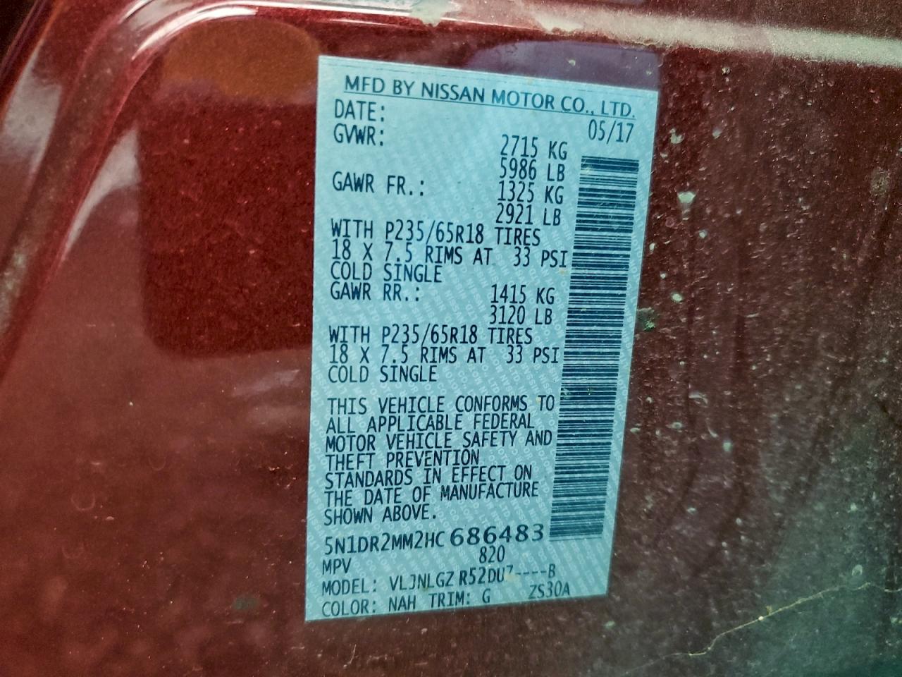 Lot #3311523243 2017 NISSAN PATHFINDER