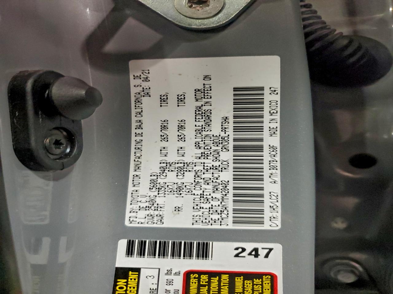 Lot #3309238616 2021 TOYOTA TACOMA DOU