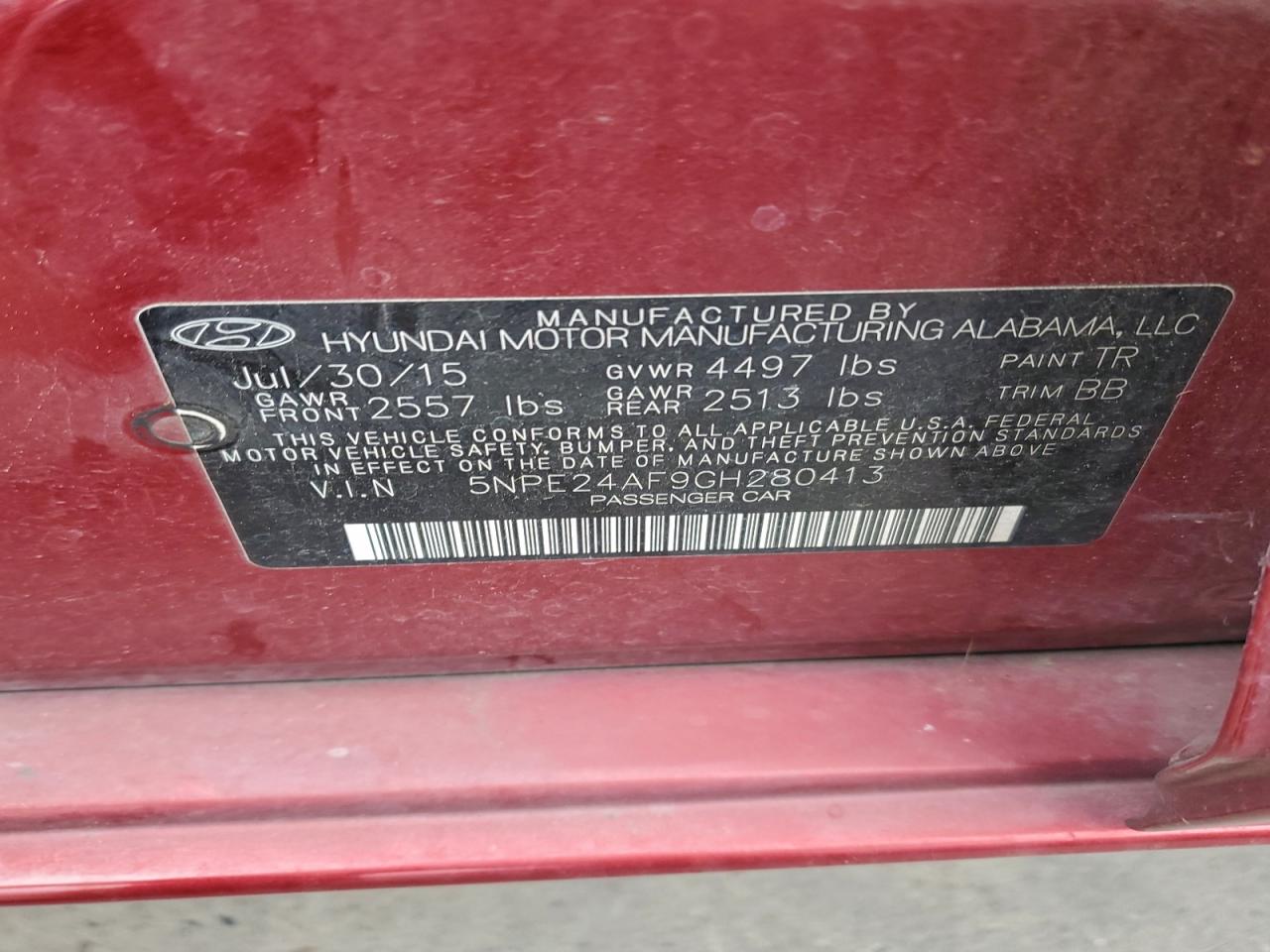 Lot #3309496559 2016 HYUNDAI SONATA SE