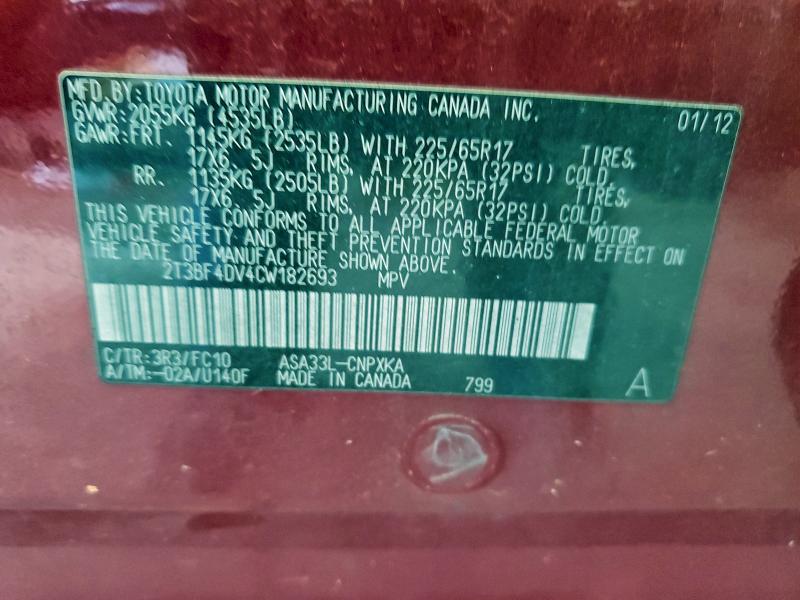 2012 TOYOTA RAV4 #3309504600