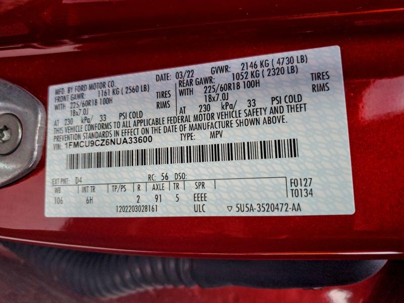 2022 FORD ESCAPE SEL #3311464260