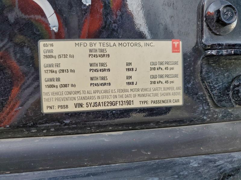 2016 TESLA MODEL S #3304652007