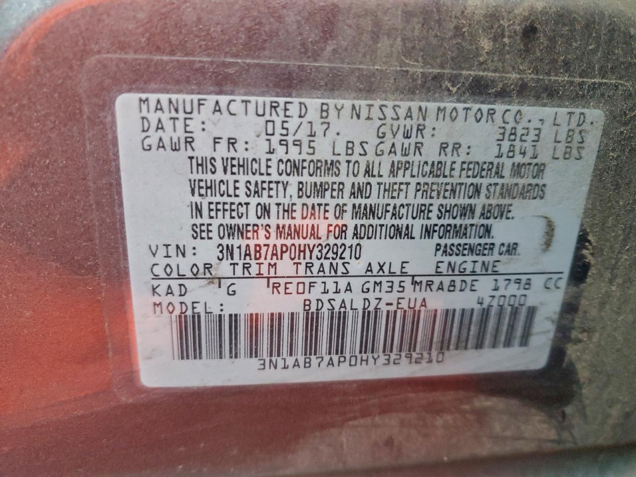 Lot #3311545278 2017 NISSAN SENTRA S