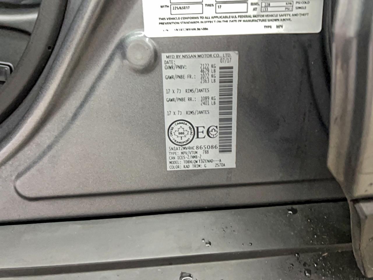 Lot #3302734053 2017 NISSAN ROGUE SV