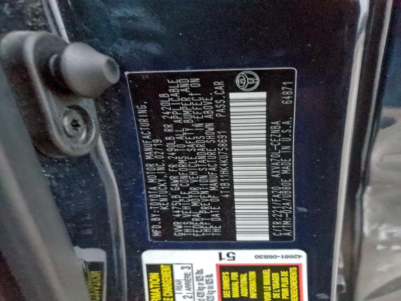 2019 TOYOTA CAMRY L #3309536612