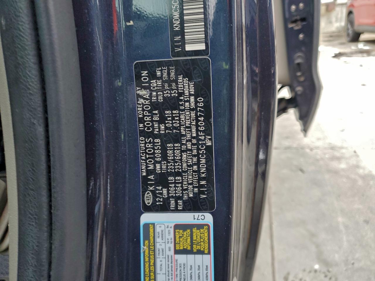 Lot #3308298182 2015 KIA SEDONA EX