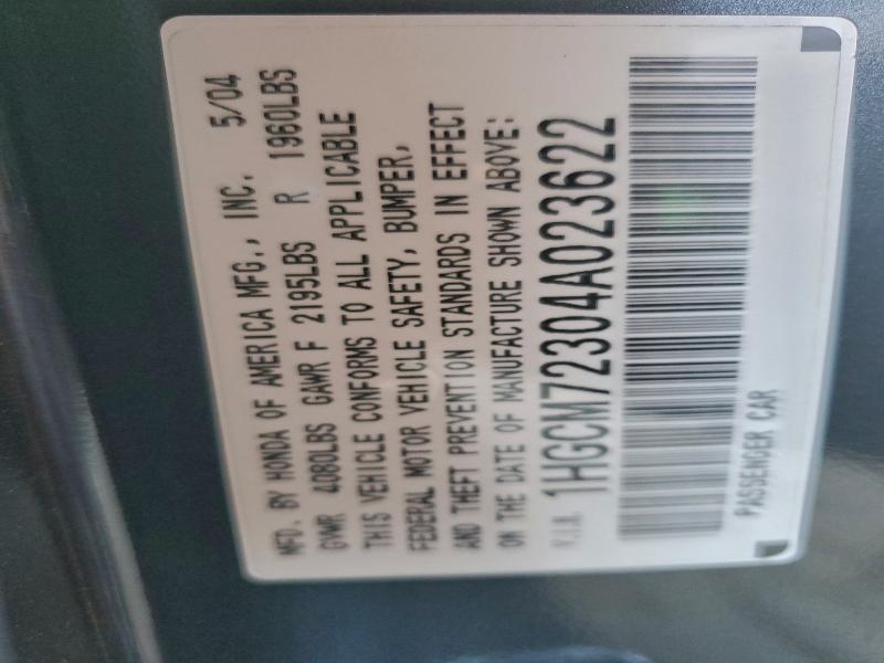 2004 HONDA ACCORD LX #3308521592