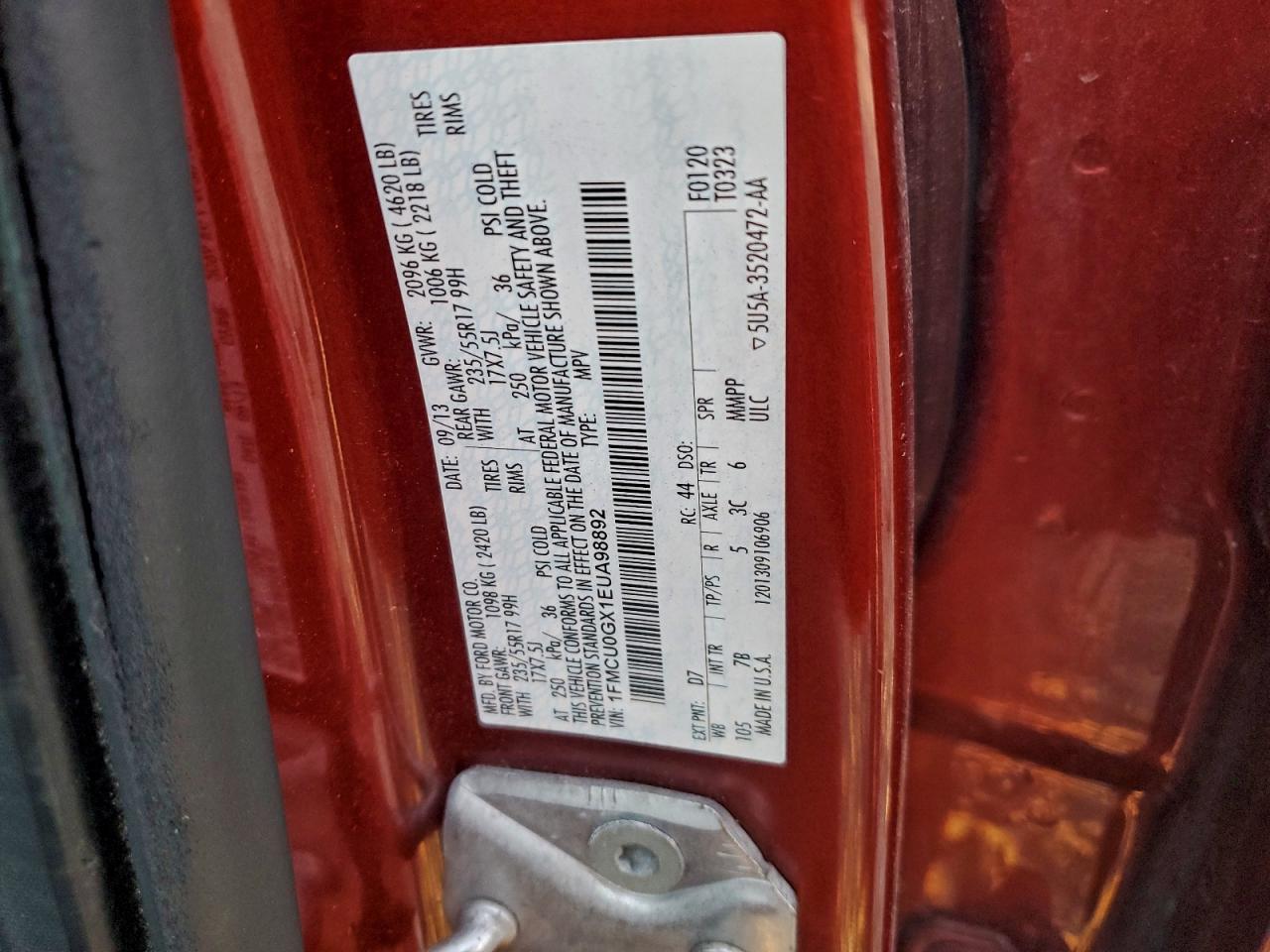 Lot #3311552253 2014 FORD ESCAPE SE