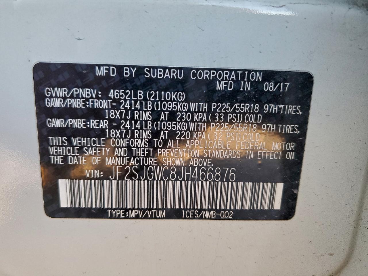 Lot #3311653257 2018 SUBARU FORESTER 2