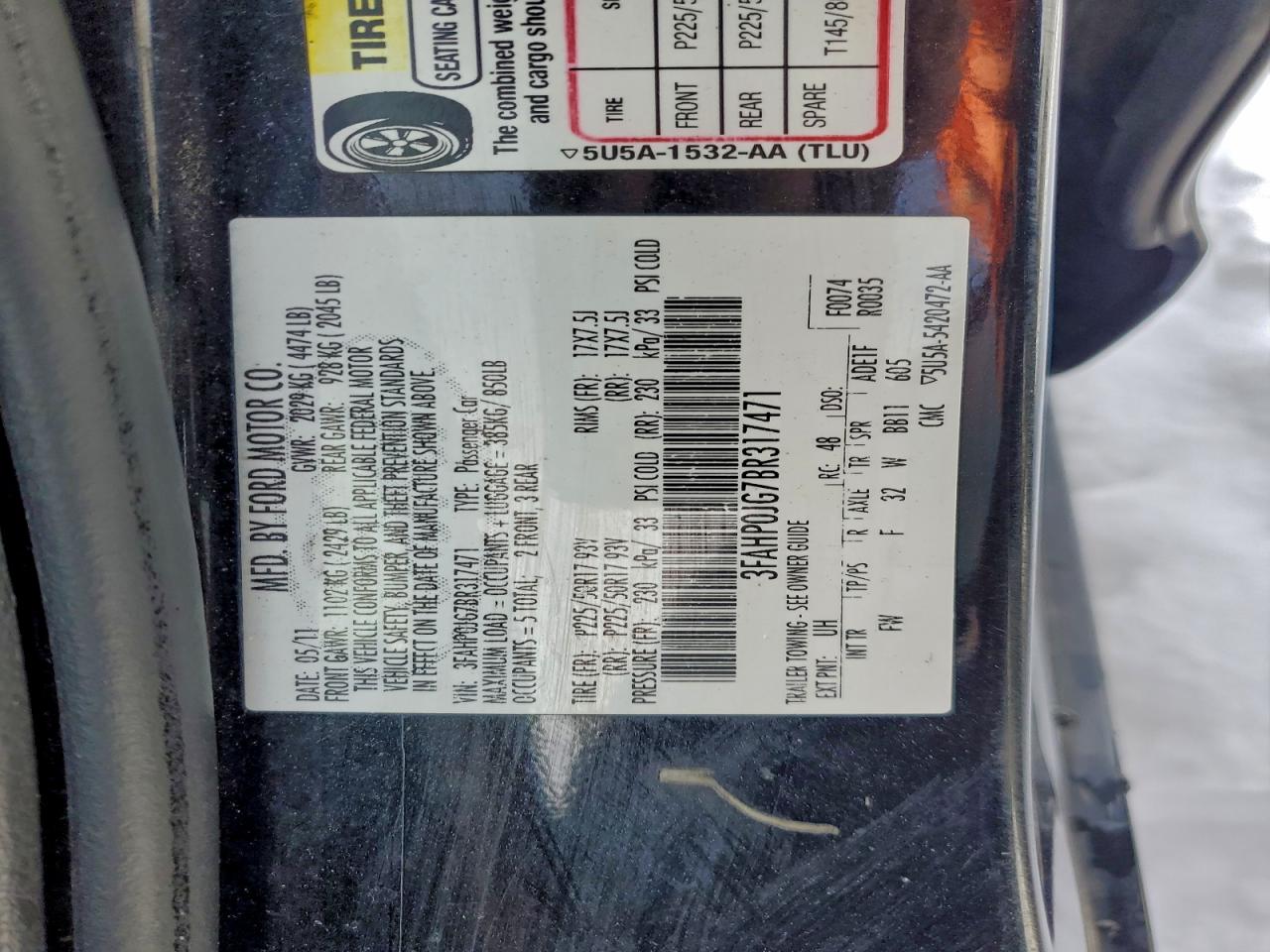 Lot #3302589759 2011 FORD FUSION SEL