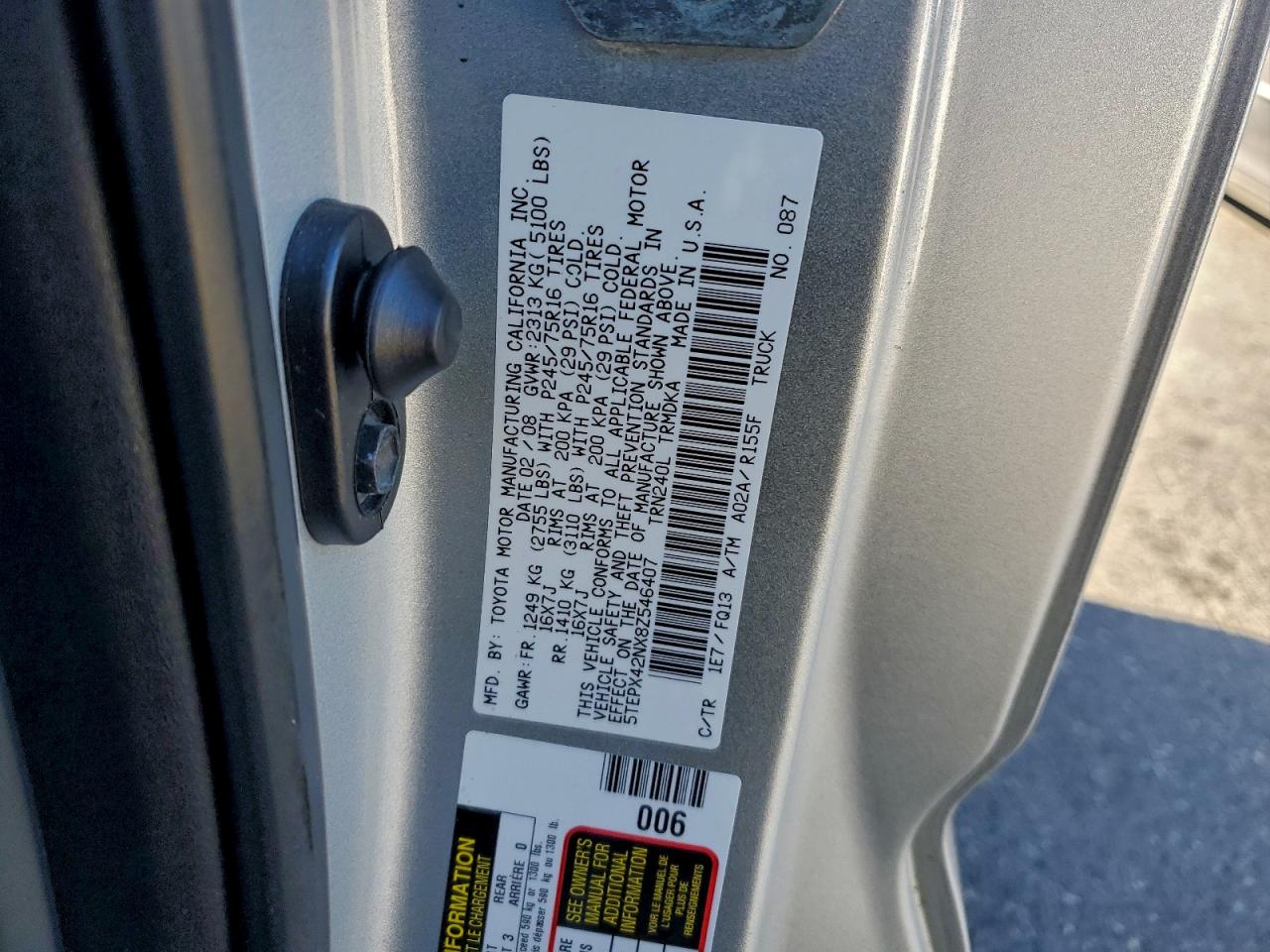 Lot #3304520453 2008 TOYOTA TACOMA