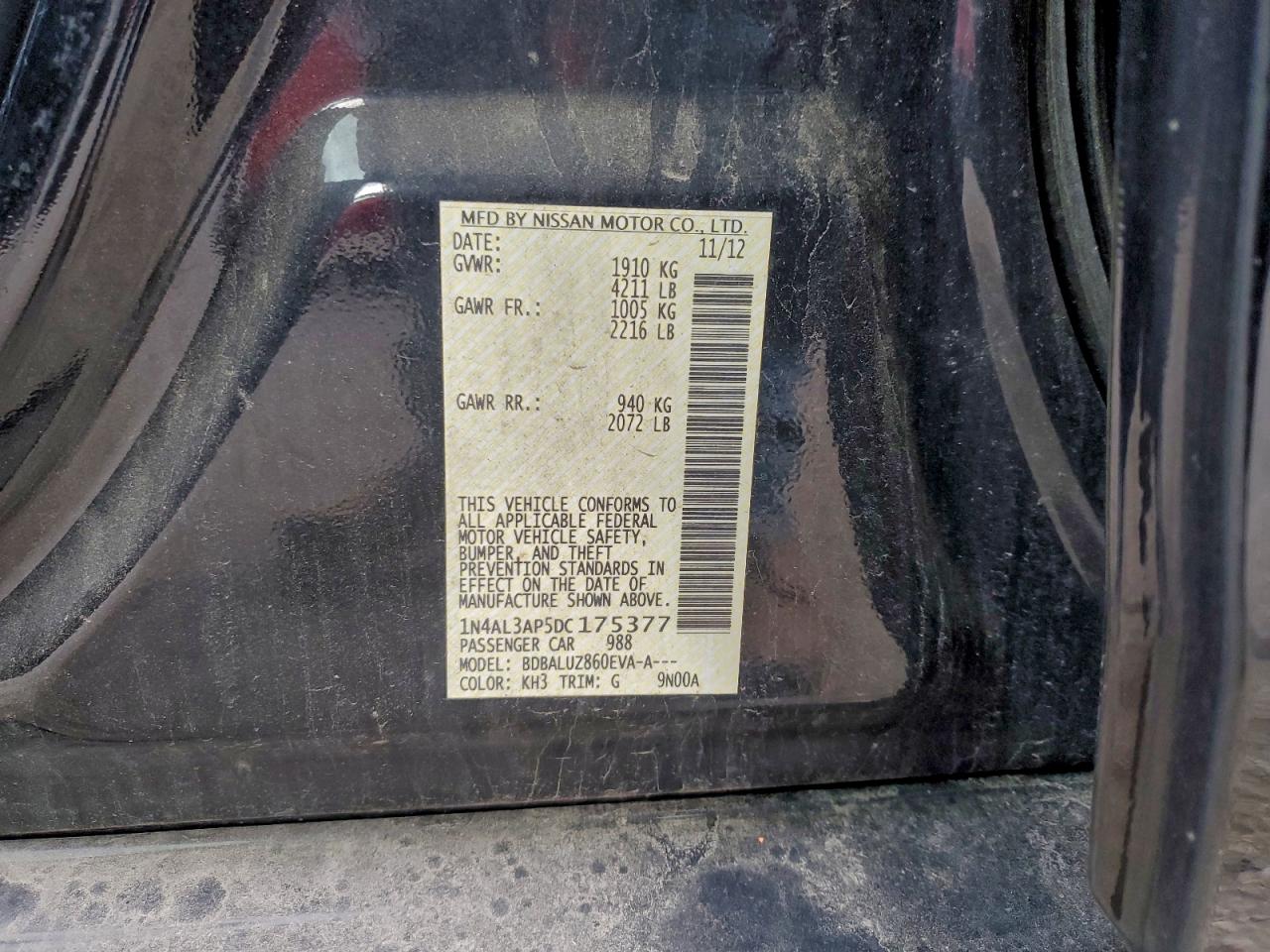 Lot #3303665946 2013 NISSAN ALTIMA