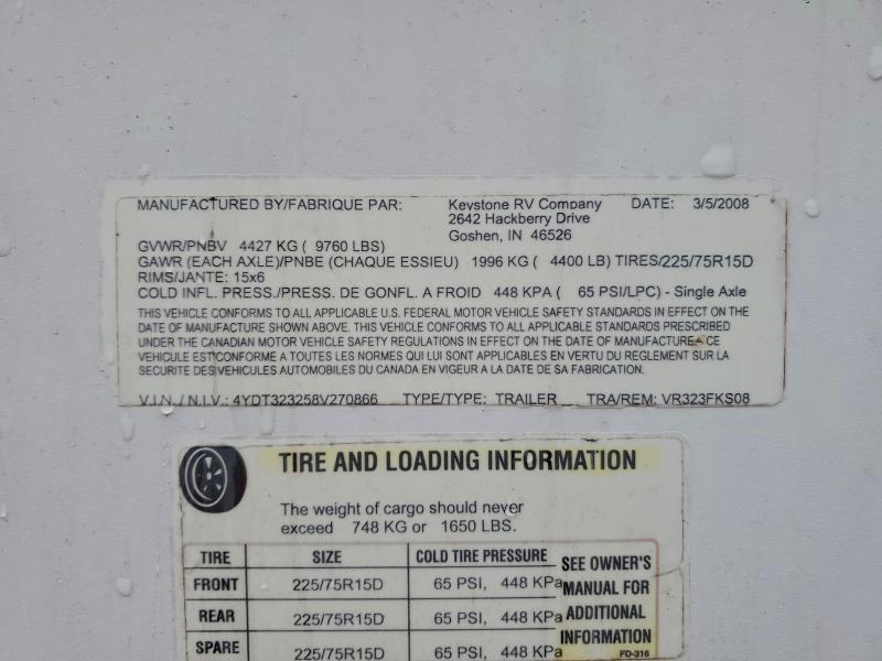 2008 KEYSTONE TRVL TRL #3309405972
