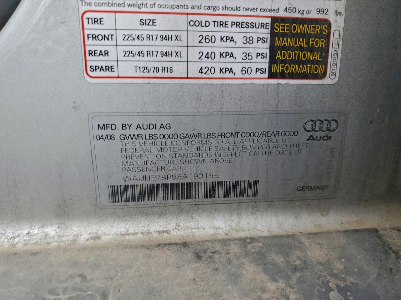 Lot #3311762289 2008 AUDI A3 2.0