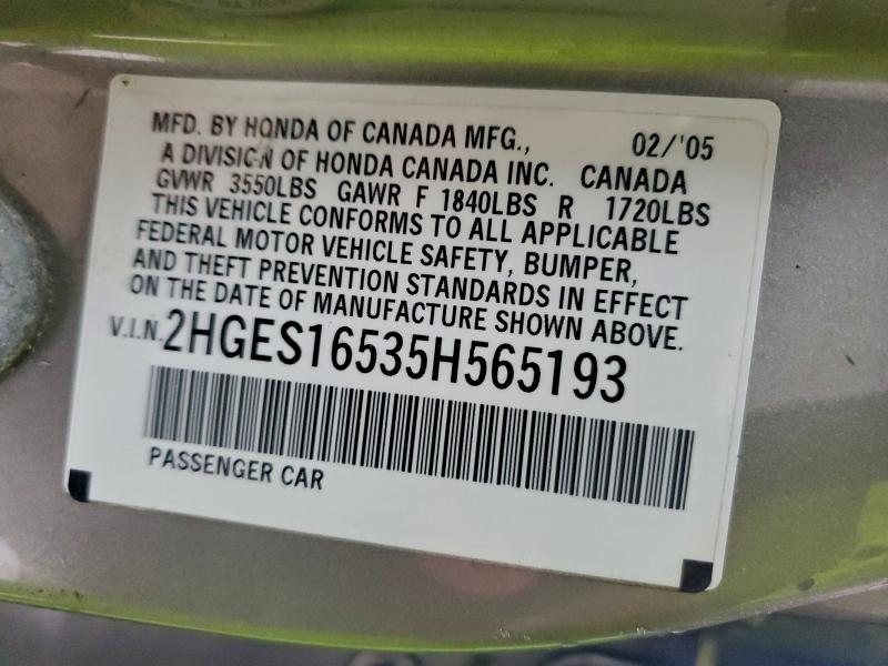 2005 HONDA CIVIC LX #3303726442