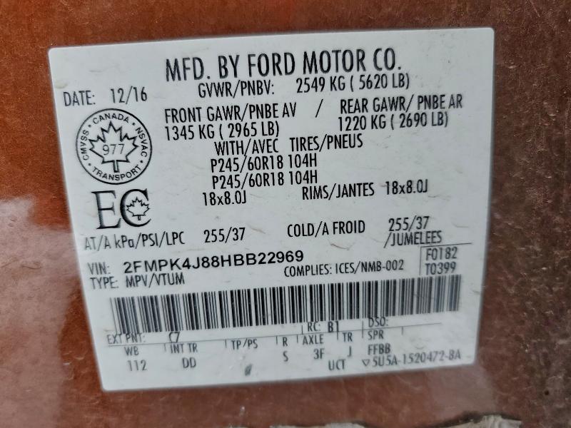 2017 FORD EDGE SEL #3304012728